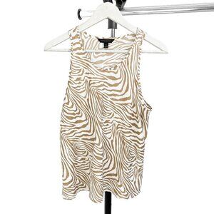 Banana Republic Women's Tan Zebra Print Casual Business Tank Top - Size Small